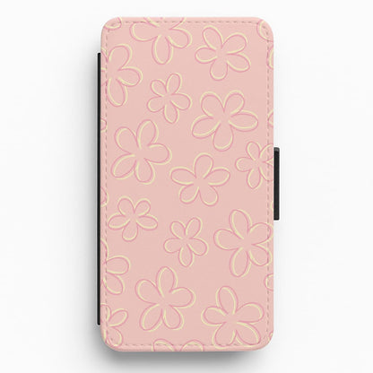Abstract Flower Outlines Pattern Flip / Wallet Phone Case