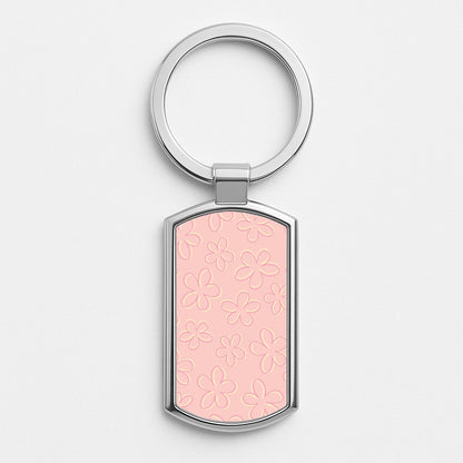 Abstract Flower Outlines Pattern Silver Keyring