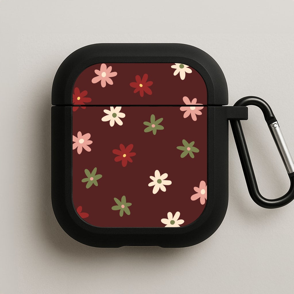 Dark Whimsical Flower Pattern AirPods Case