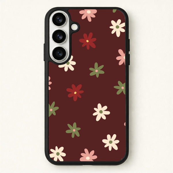 Dark Whimsical Flower Pattern Phone Case for Galaxy S26 Plus