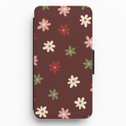 Dark Whimsical Flower Pattern Flip / Wallet Phone Case 1