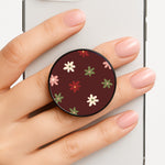 Dark Whimsical Flower Pattern Phone Grip