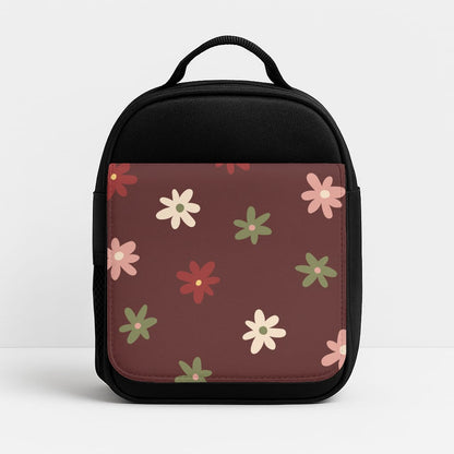 Dark Whimsical Flower Pattern Insulated Lunchbox