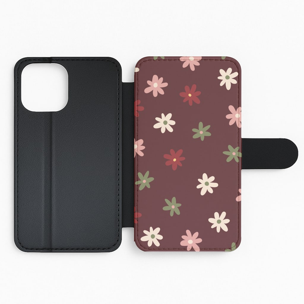 Dark Whimsical Flower Pattern Flip Phone Case