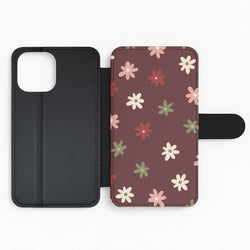 Dark Whimsical Flower Pattern Flip Phone Case