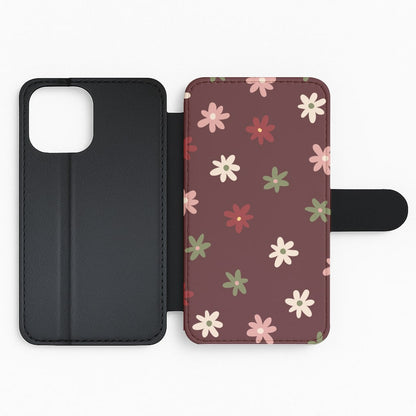 Dark Whimsical Flower Pattern Flip Phone Case