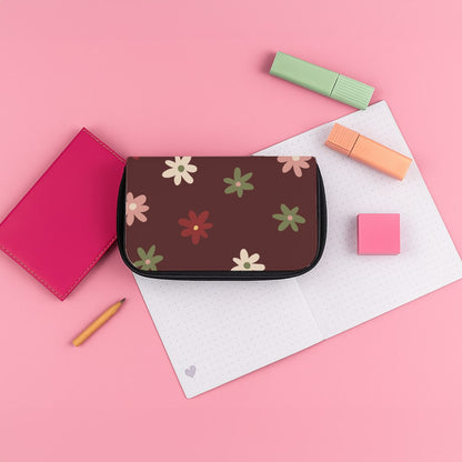 Dark Whimsical Flower Pattern Pencil Case