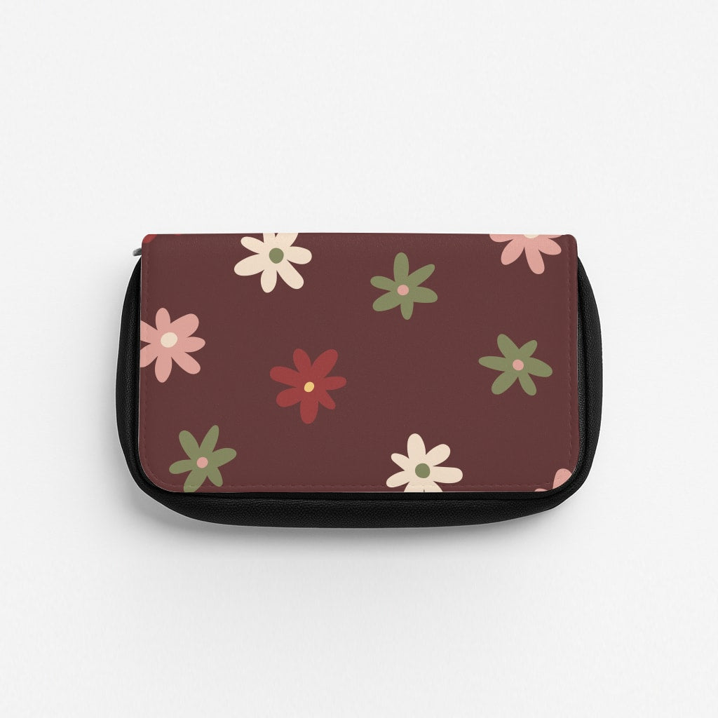 Dark Whimsical Flower Pattern Pencil Case