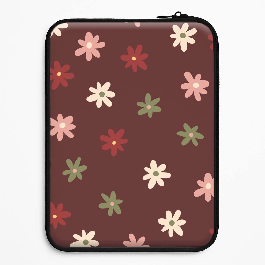 Dark Whimsical Flower Pattern Laptop Sleeve