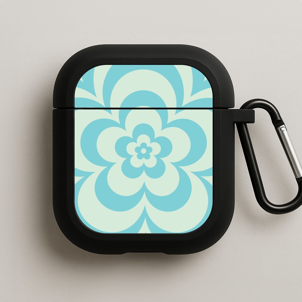 Teal Abstract Flower Pattern  AirPods Case