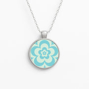 Teal Abstract Flower Pattern  Necklace 1