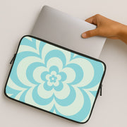 Teal Abstract Flower Pattern  Laptop Sleeve 2