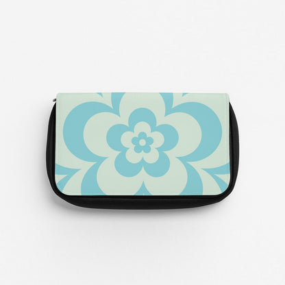 Teal Abstract Flower Pattern  Pencil Case