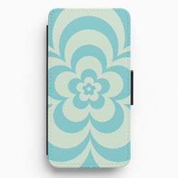 Teal Abstract Flower Pattern  Flip / Wallet Phone Case