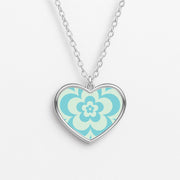 Teal Abstract Flower Pattern  Necklace 3