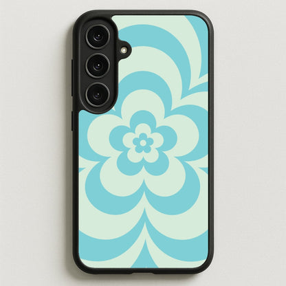 Teal Abstract Flower Pattern Phone Case for Galaxy S25FE