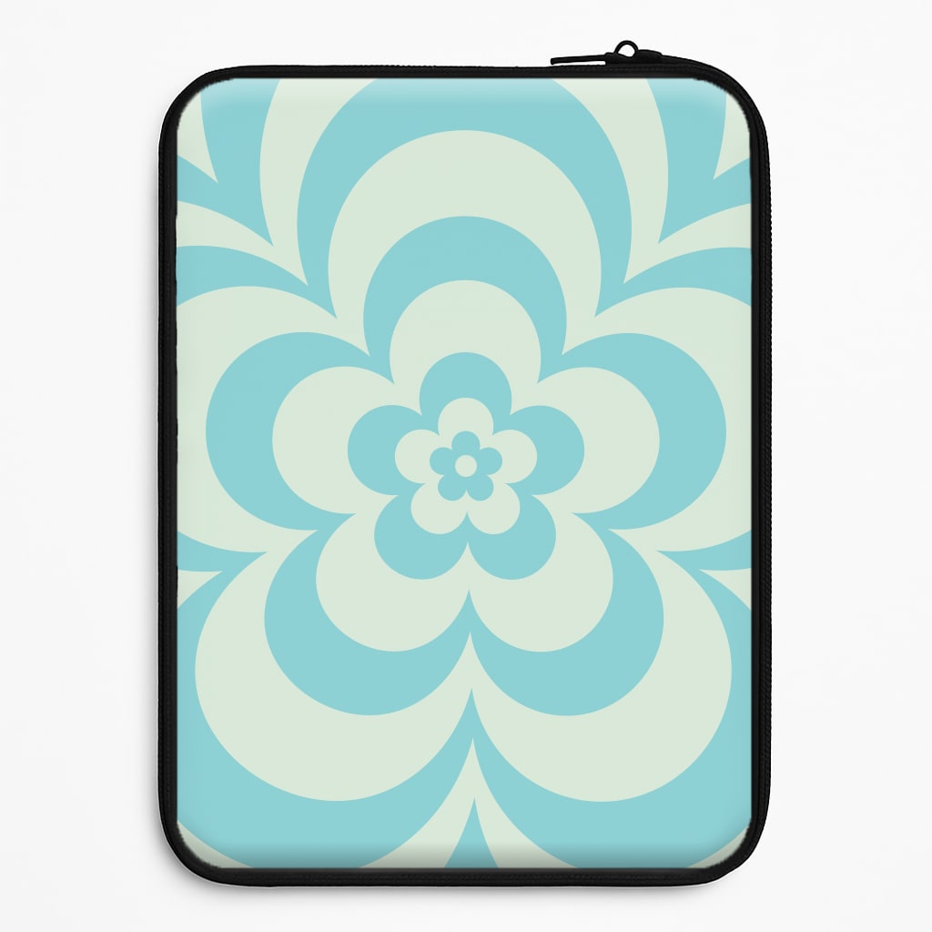 Teal Abstract Flower Pattern  Laptop Sleeve