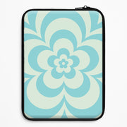 Teal Abstract Flower Pattern  Laptop Sleeve 1