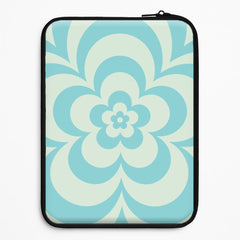 Teal Abstract Flower Pattern  Laptop Sleeve