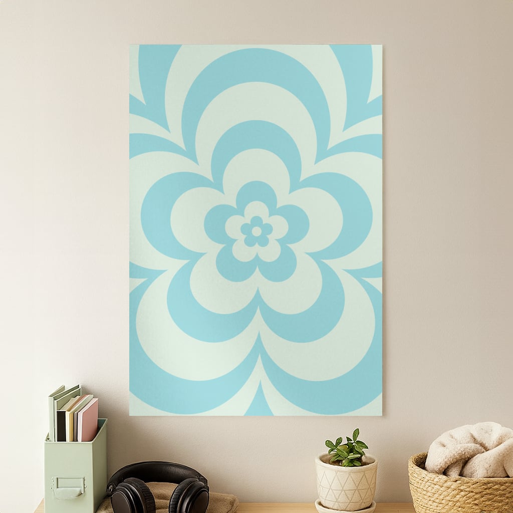 Teal Abstract Flower Pattern  Poster