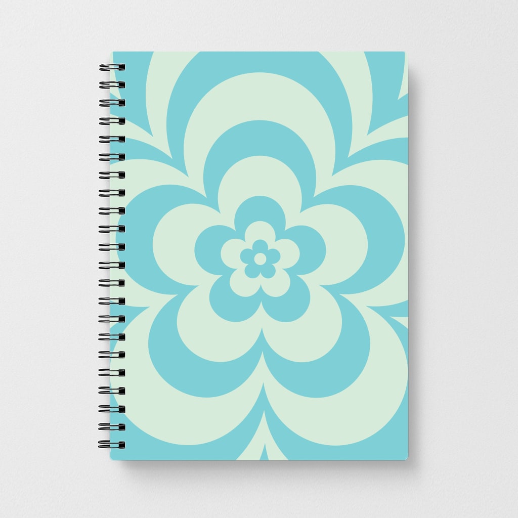 Teal Abstract Flower Pattern  Notebook