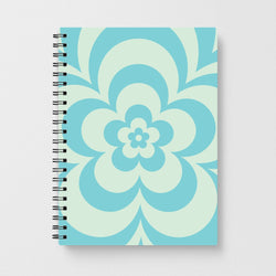 Teal Abstract Flower Pattern  Notebook