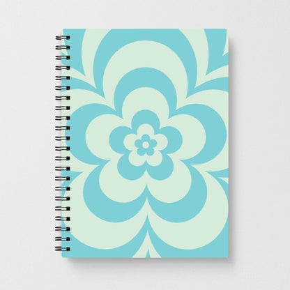 Teal Abstract Flower Pattern  Notebook