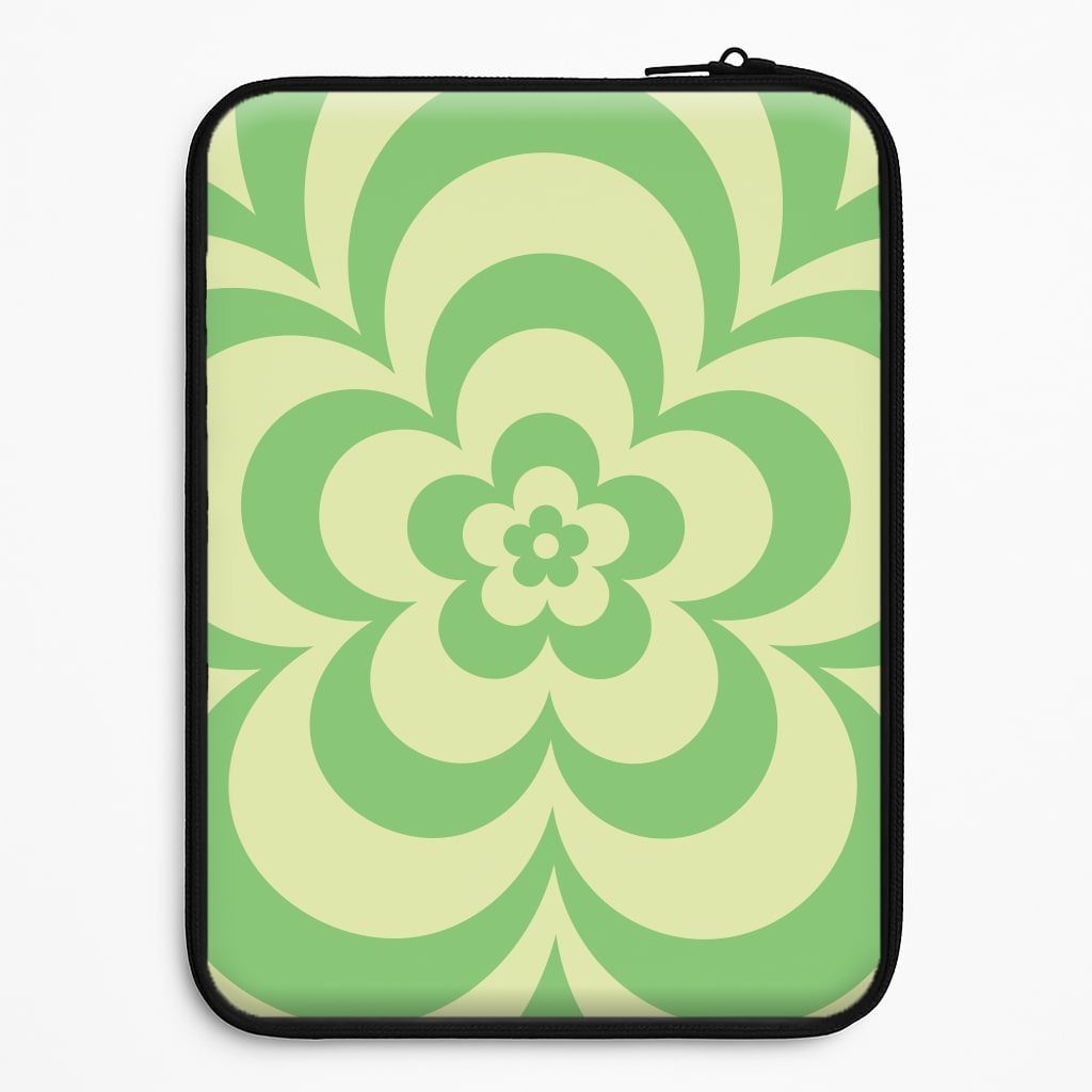 Green Abstract Flower Pattern  Laptop Sleeve