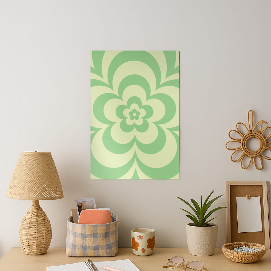 Green Abstract Flower Pattern  Art Print
