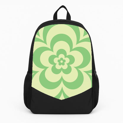 Green Abstract Flower Pattern  Large Backpack