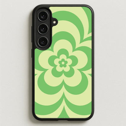 Green Abstract Flower Pattern Phone Case for Galaxy S25FE