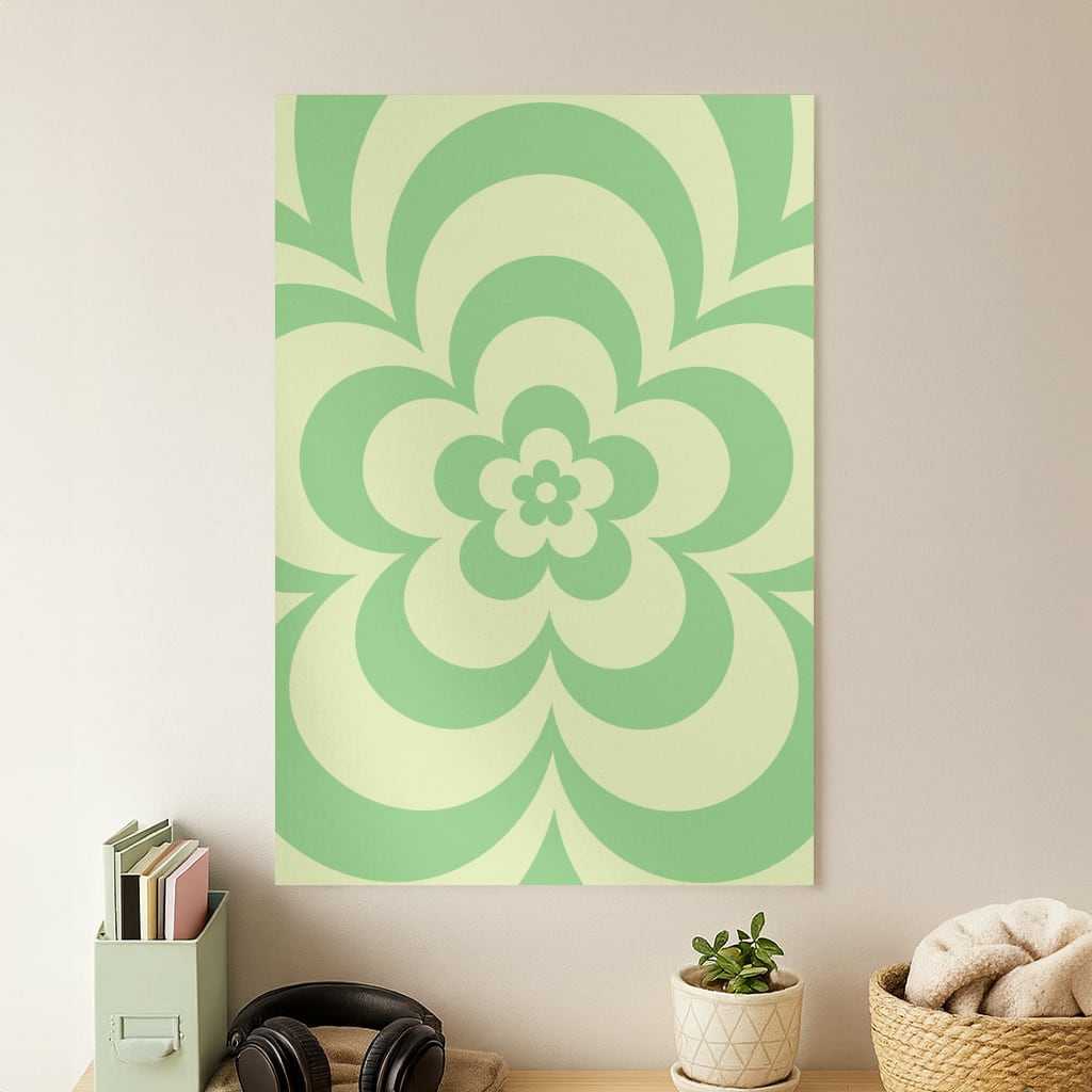 Green Abstract Flower Pattern  Poster