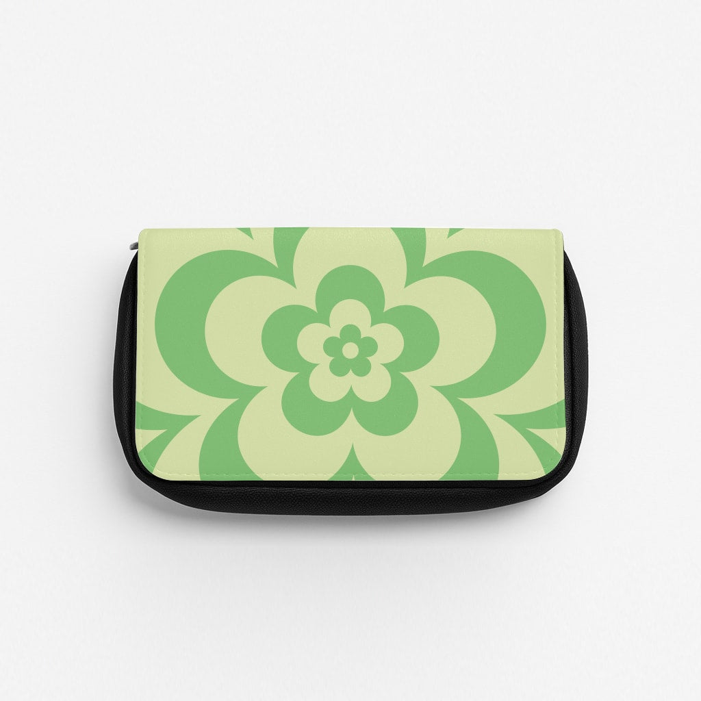 Green Abstract Flower Pattern  Pencil Case