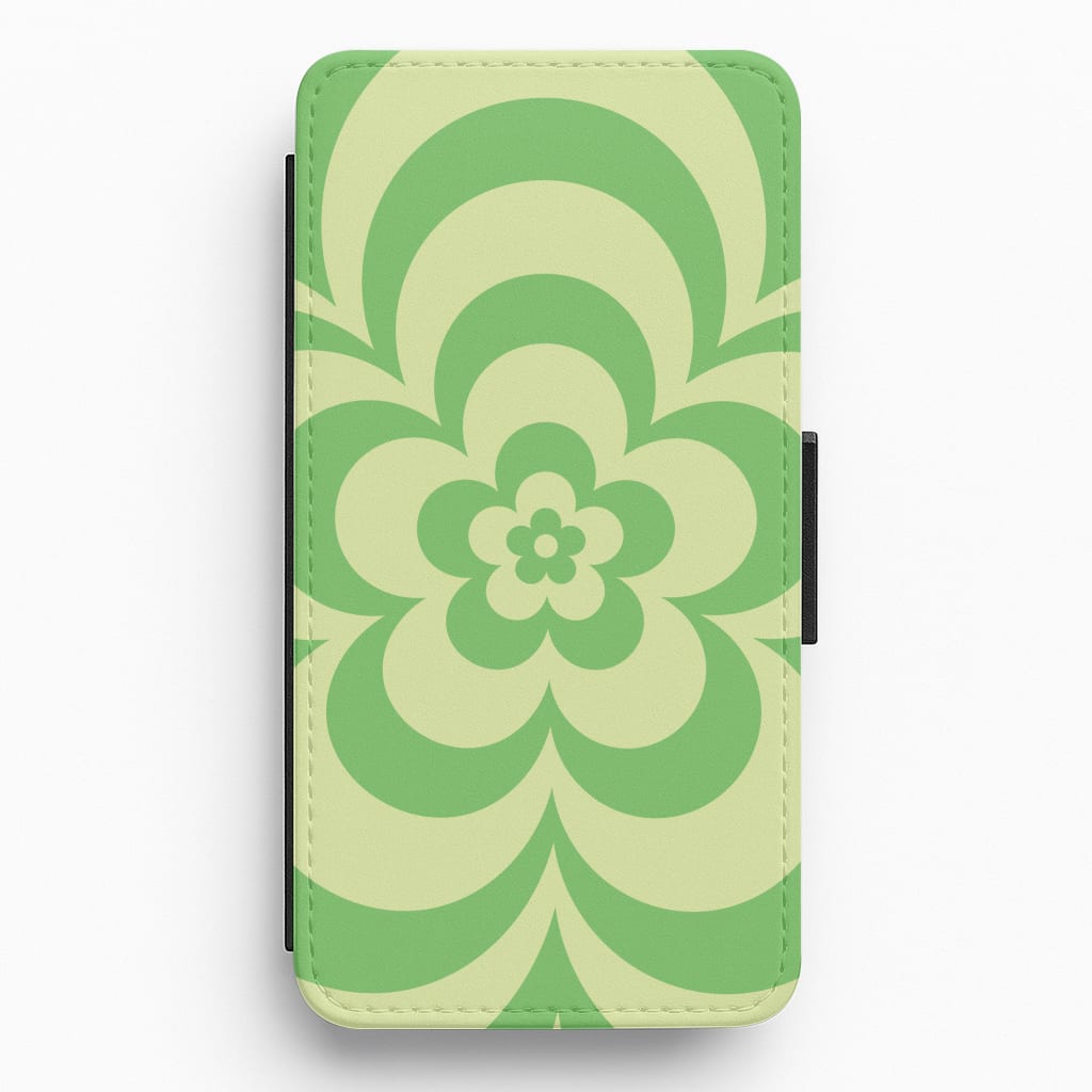 Green Abstract Flower Pattern Flip / Wallet Phone Case