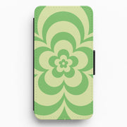 Green Abstract Flower Pattern Flip / Wallet Phone Case 1