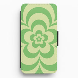 Green Abstract Flower Pattern  Flip / Wallet Phone Case