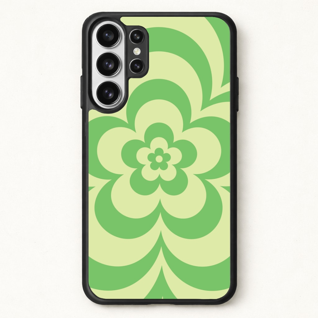 Green Abstract Flower Pattern Phone Case for Galaxy S26 Ultra