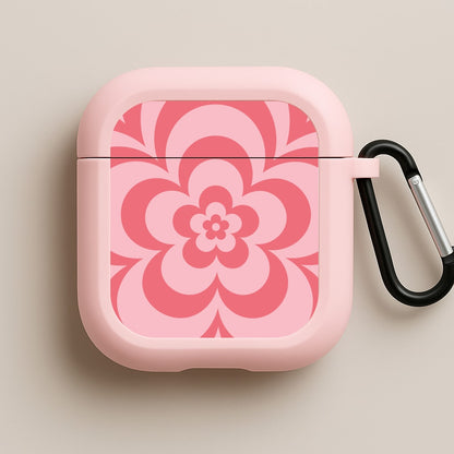 Pink Abstract Flower Pattern  Pink AirPods Case