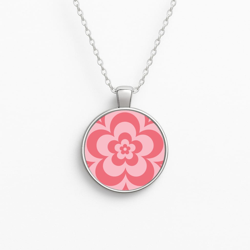 Pink Abstract Flower Pattern  Necklace
