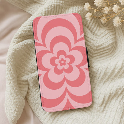 Pink Abstract Flower Pattern  Wallet Phone Case
