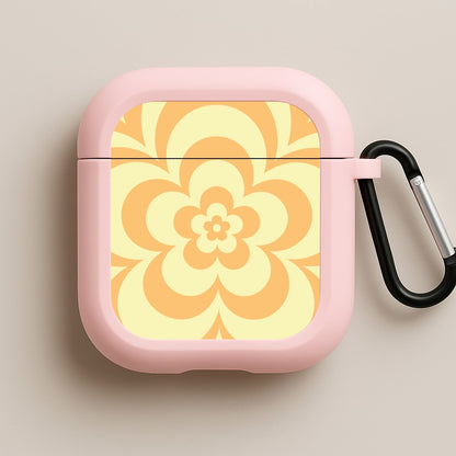 Yellow Abstract Flower Pattern  Pink AirPods Case