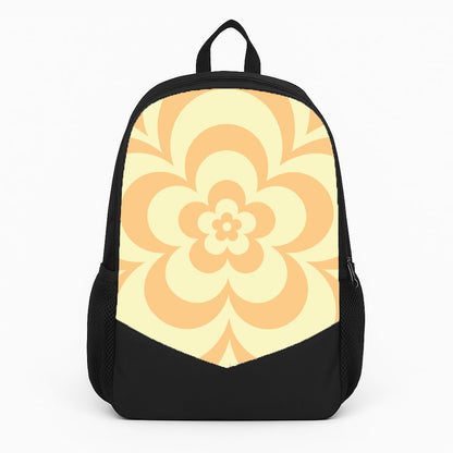 Yellow Abstract Flower Pattern  Large Backpack