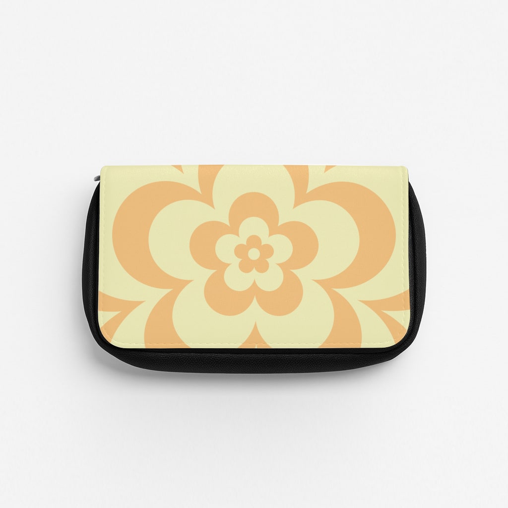 Yellow Abstract Flower Pattern  Pencil Case