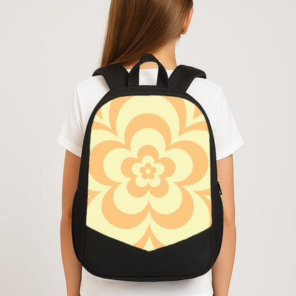 Yellow Abstract Flower Pattern  Large School Bag