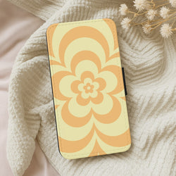 Yellow Abstract Flower Pattern  Wallet Phone Case