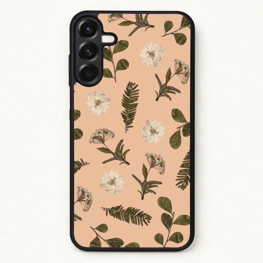Leaves And Pressed Flowers Peach Pattern Phone Case for Galaxy A17