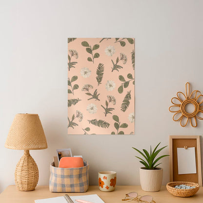 Leaves And Pressed Flowers Peach Pattern  Art Print