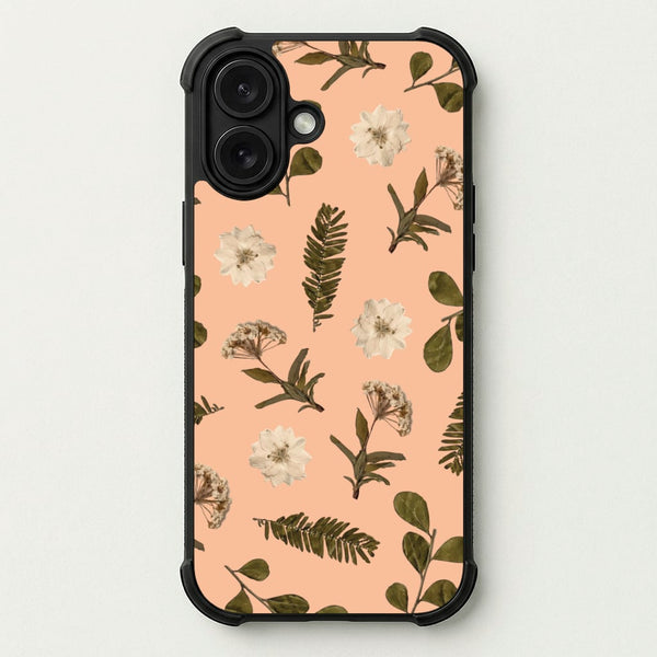 Leaves And Pressed Flowers Peach Pattern Phone Case — Bumper case