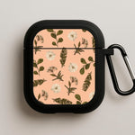 Leaves And Pressed Flowers Peach Pattern  AirPods Case