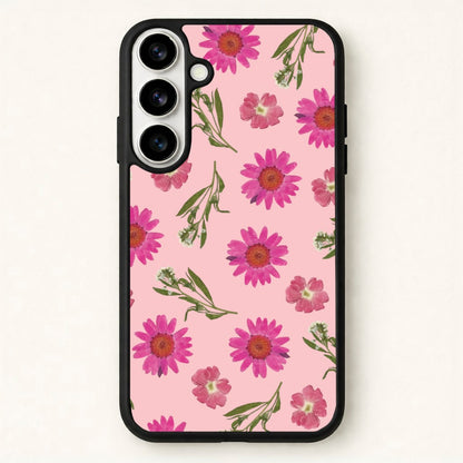 Pressed Pink Flowers Pattern Phone Case for Galaxy S26